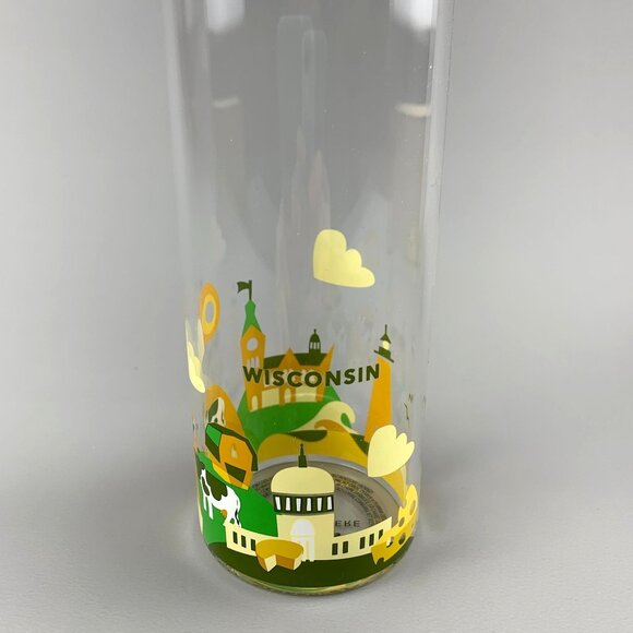 Starbucks You Are Here Collection Wisconsin Glass Water Bottle 18.5 Fl Oz  New - Picture 3 of 11